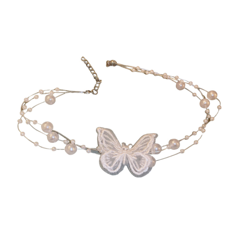 New Pearl Organza Butterfly Fashion Personality Necklace