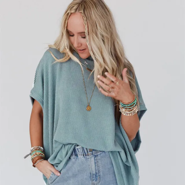Women's Bat Loose Large Size Short Sleeve Green - Shop at LoveMi