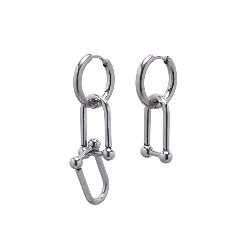 Titanium Steel Horseshoe Buckle Earrings, U-shaped Hip-hop Cool Style, Fashion Earrings