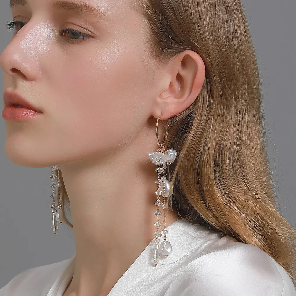 925 Silver Needle Korean Version Flower Pearl