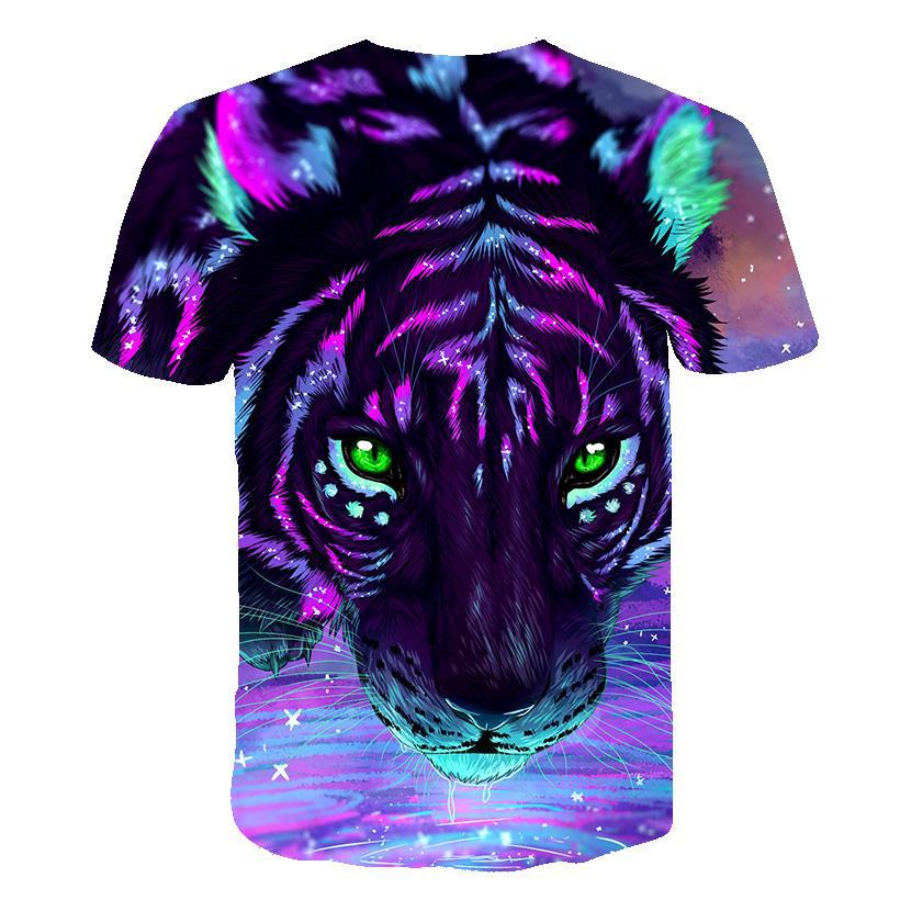 Title 2, Science Fiction Tiger Head T-shirt met 3D digit...