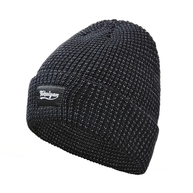 Reflective Beanie Hat Women Skullies Autumn Winter Black - Shop at LoveMi