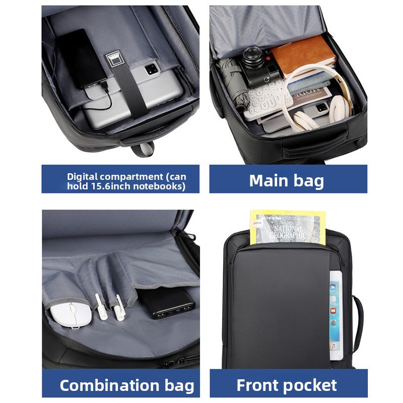 16 Inch Laptop Backpack Waterproof USB Rucksack Large Briefcase Travel Luggage Bag 3