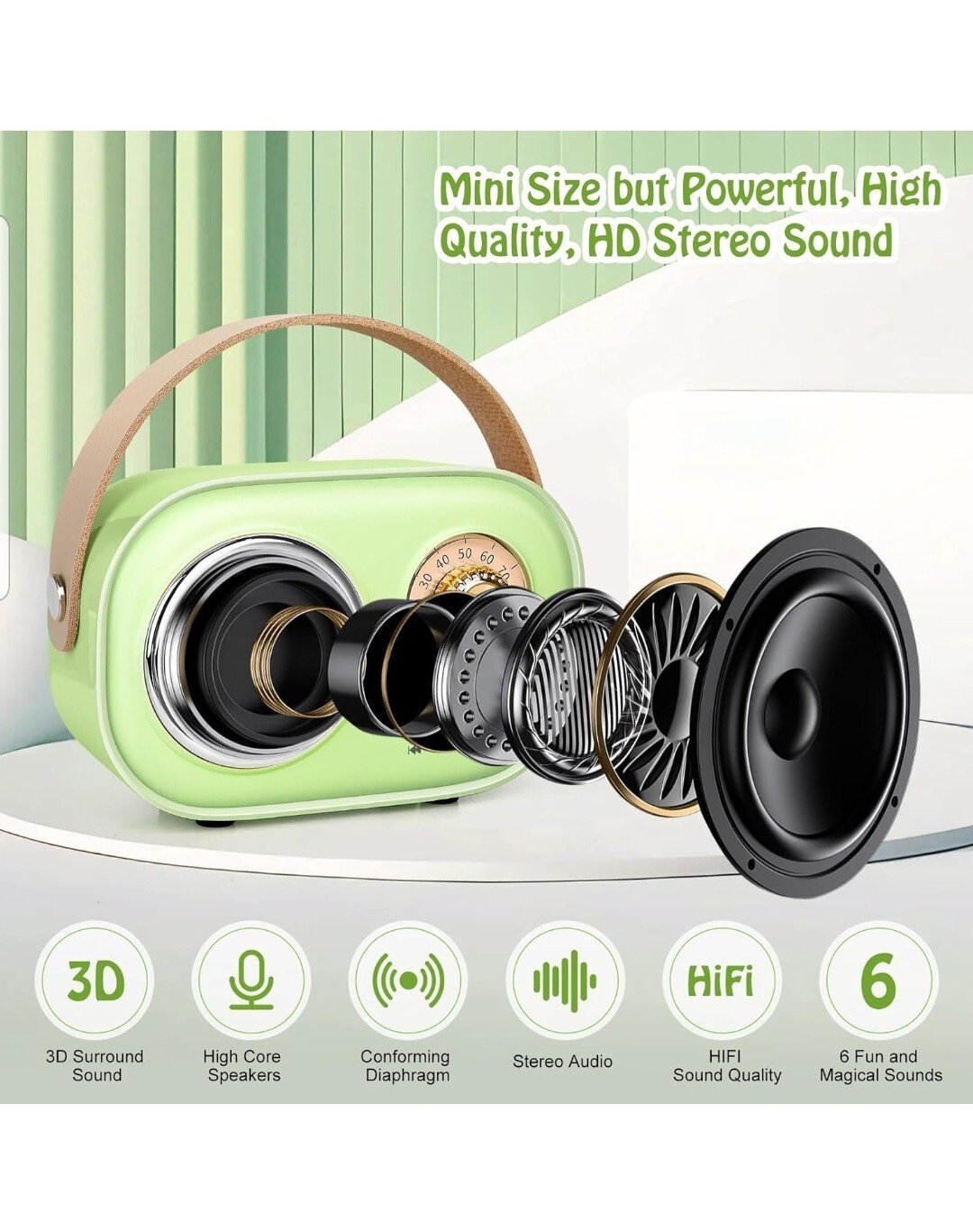 Kids Karaoke Machine, Karaoke Toys For Kids & Adults With 2 Microphones Green