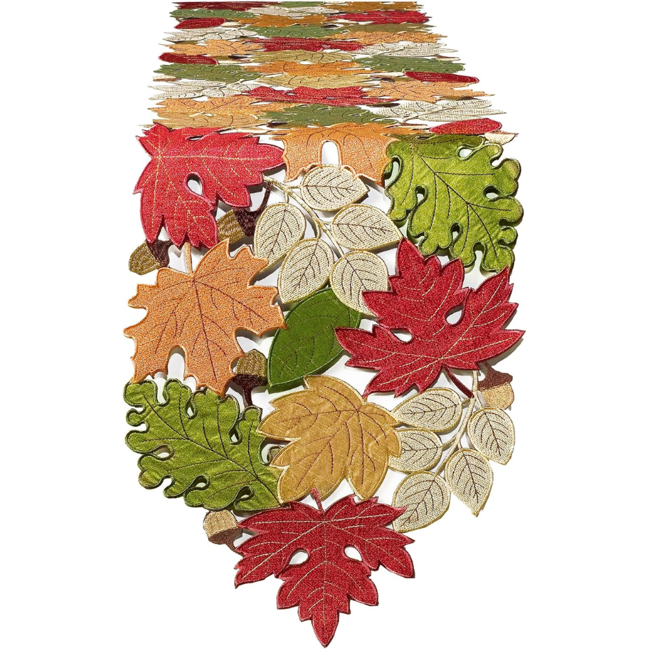 Fall Table Runner 72inches Long, Harvest Embroidered Thanksgiving Autumn Maple Leaves Table Runner 13x72 Inch For Thanksgiving Kitchen Fall Table Decoration — 1