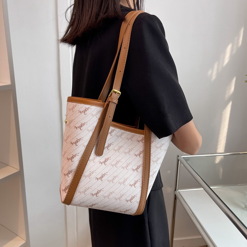 Trendy High end Printed Bucket Bag Large Capacity All match White - Shop at LoveMi