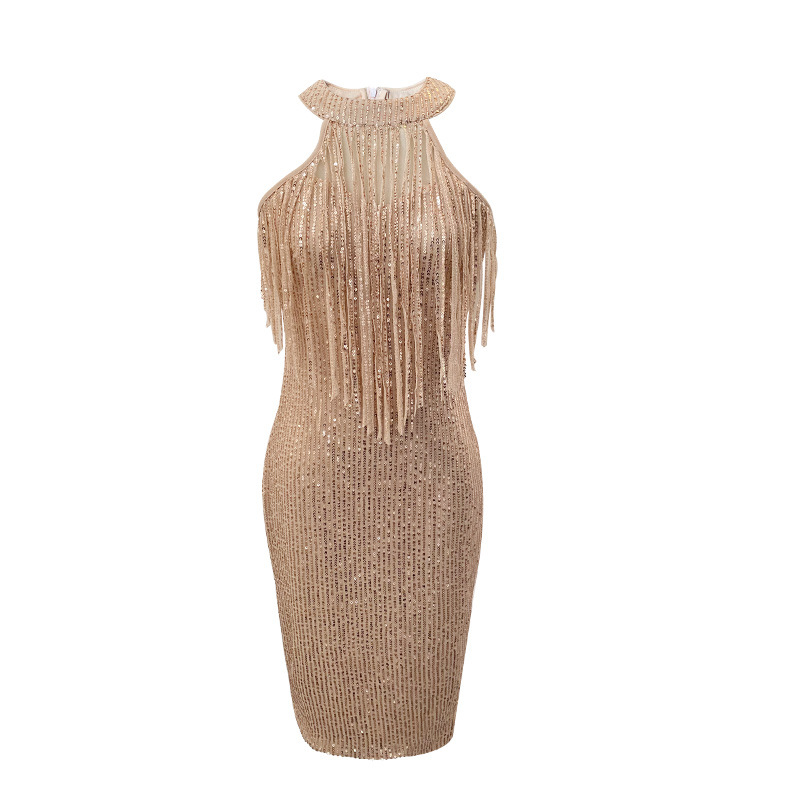 Halterneck Sequin Wrap Dress, picture 2 of 5