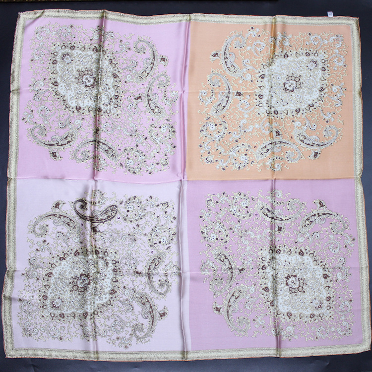 Four Compartment Stitching Heavy Silk Big Square Scarf Shawl