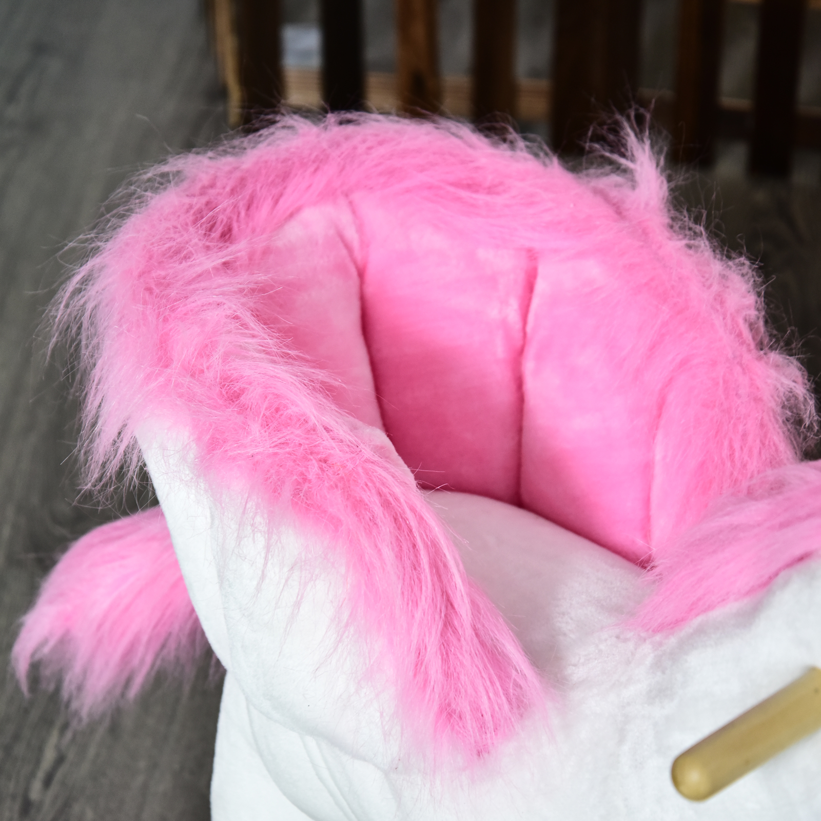 Children's Rocking Horse Unicorn Wooden Plush Riding Chair Toy With Music — image 7