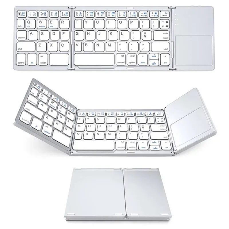 Folding Tablet Phone Computer Wireless Foldable Bluetooth Keyboard Multi-Function Button – image 8