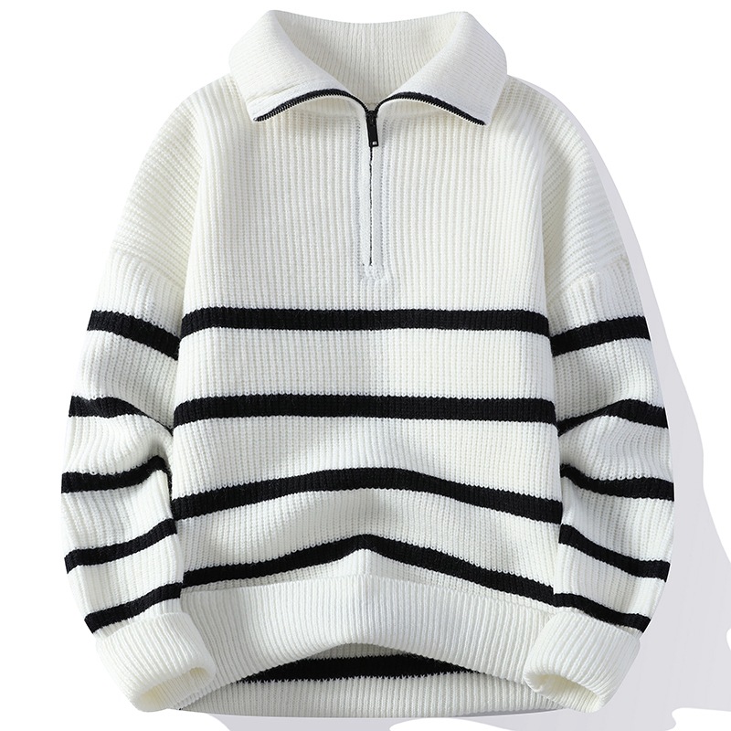 Lapel Fashion Sweater Striped Sweater - Image 7