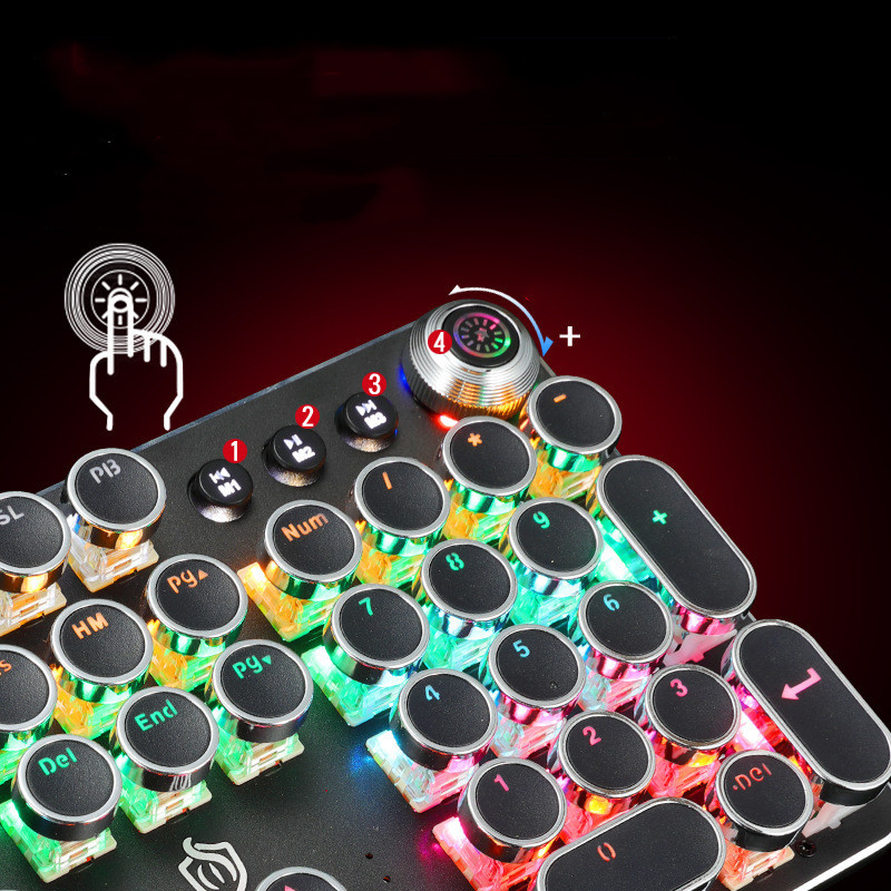 Retro Punk Electroplated Knob Luminous Mechanical Keyboard — foto 2