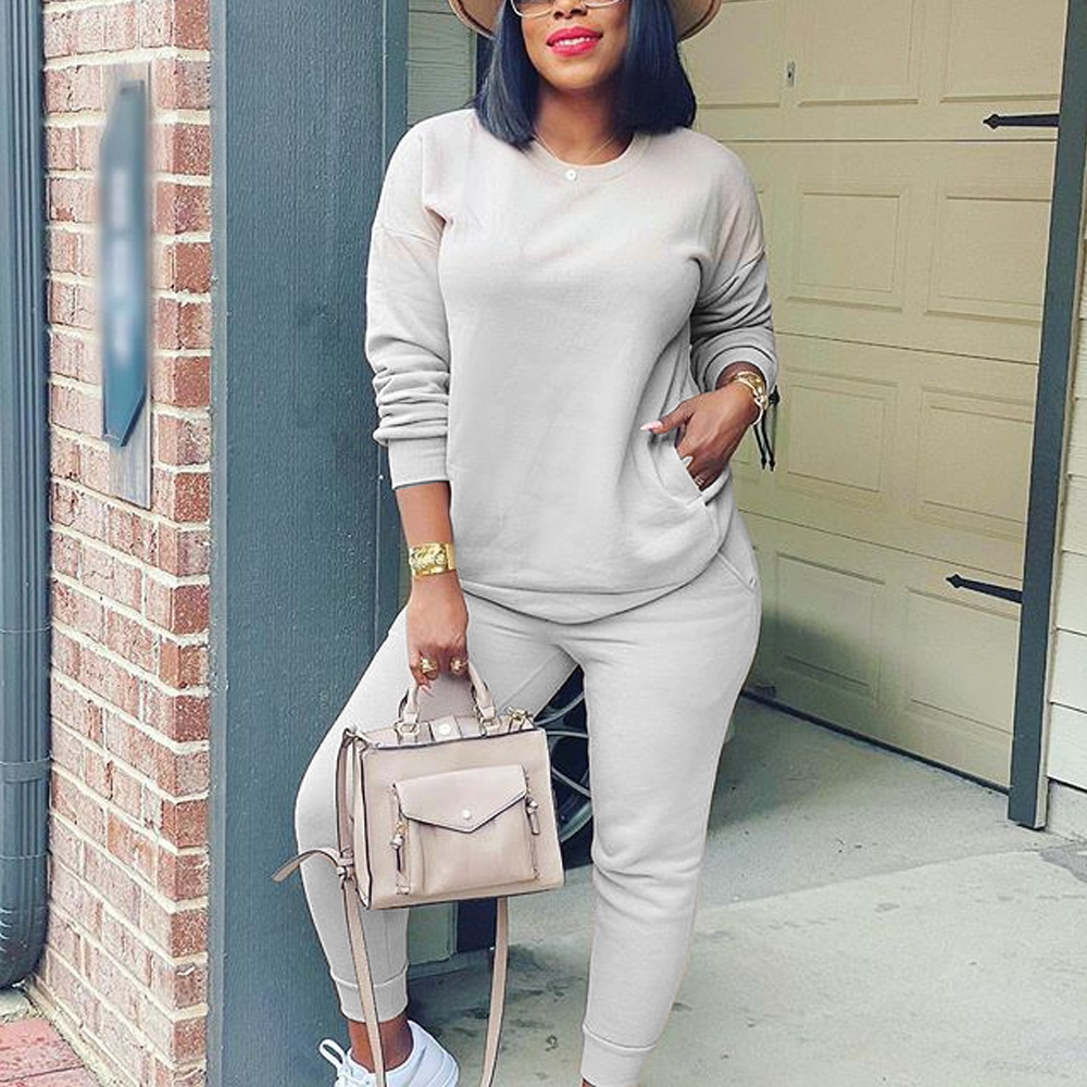 Fashionable Pure Color Thinner Two-piece Sportswear Women