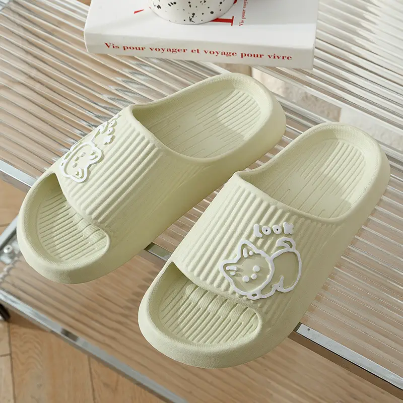 Cute Cat Slippers Summer Women Home Shoes Bath Thick Platform Non-Slip Slides