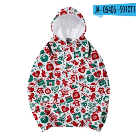 Christmas Element Printed Detachable Hooded Loose Women's Sweater Style2 M - Shop at LoveMi