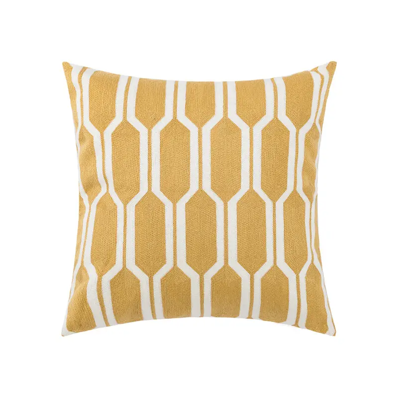 Sofa Seat Pillow Cover Cotton Chain Embroidered Lumbar