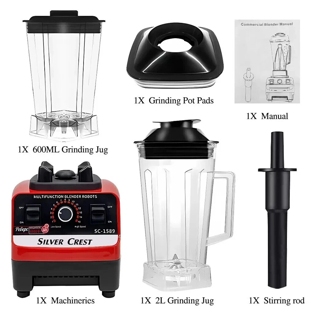 Mélangeur multifonctionnel 4500w, robot culinaire, smoothie, presse-agrumes – Image 5