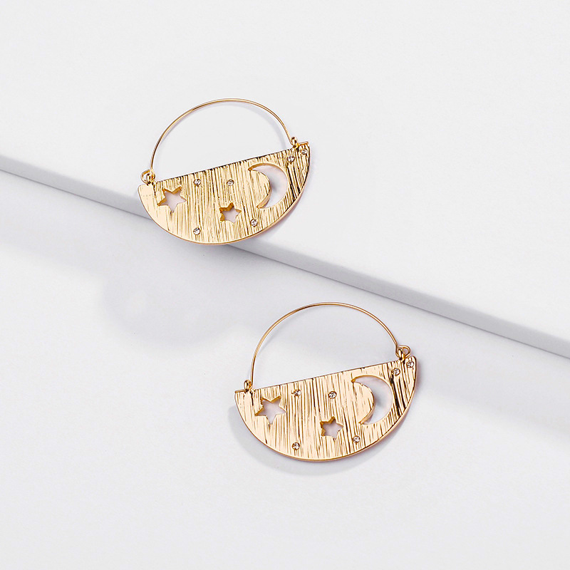 Earrings Alloy Hollow Moon Star Geometric Semicircle