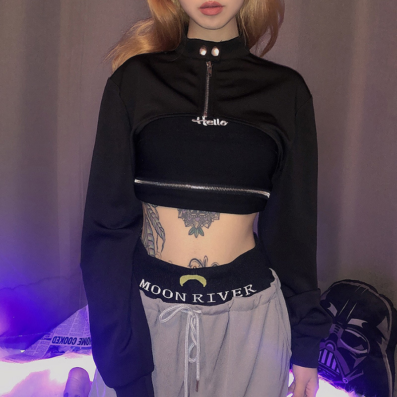 Casual Long Sleeve Cardigan T-shirt Punk Top