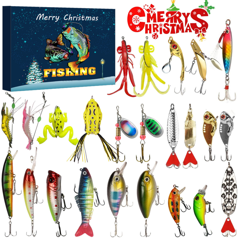Christmas Countdown Calendar - 24 Day Fishing Lure Set For Adult Men And Teenage Boys - Christmas Surprise Gift