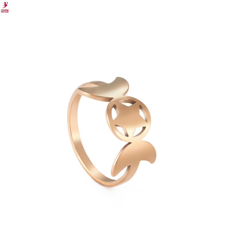 Popular March Goddess Glossy Geometric Stainless Steel Ring Women's Jewelry