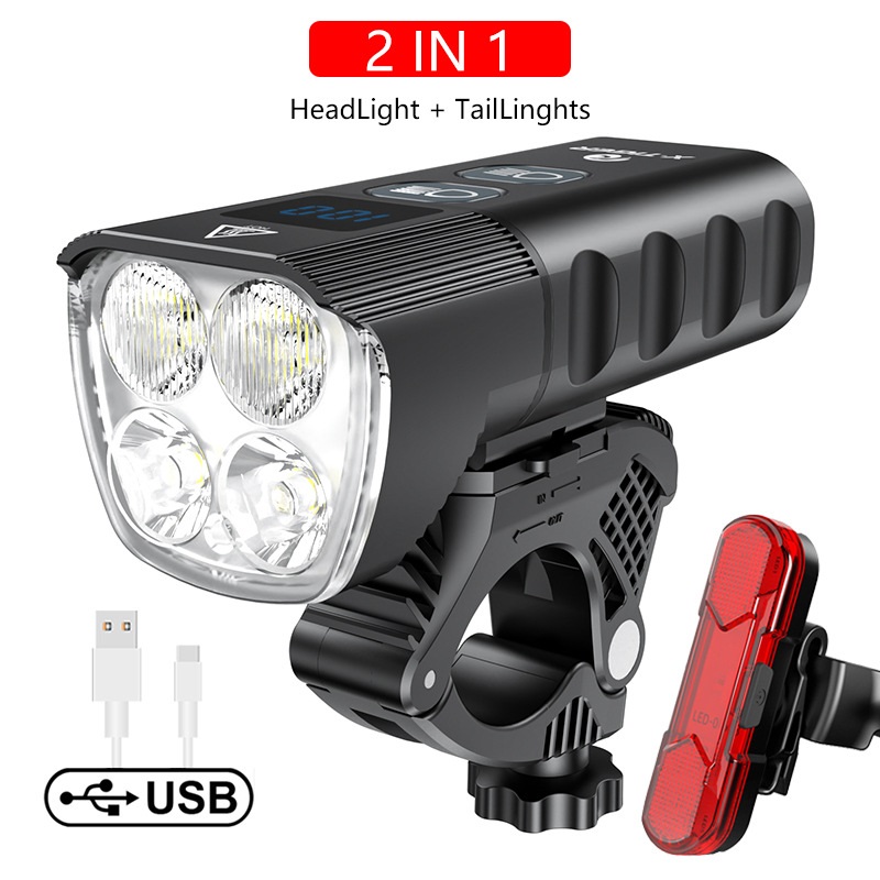 USB rechargeable outdoor waterproof light power display mountain night riding light — foto 9