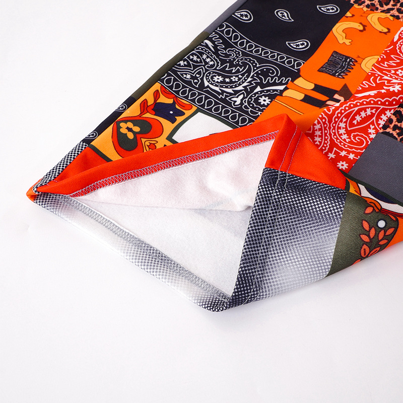 Printed Drawstring Pocket Casual Trousers