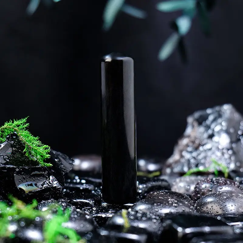 Natural Amethyst Cylinder Pendant Obsidian Strip Can Be Made Pendant