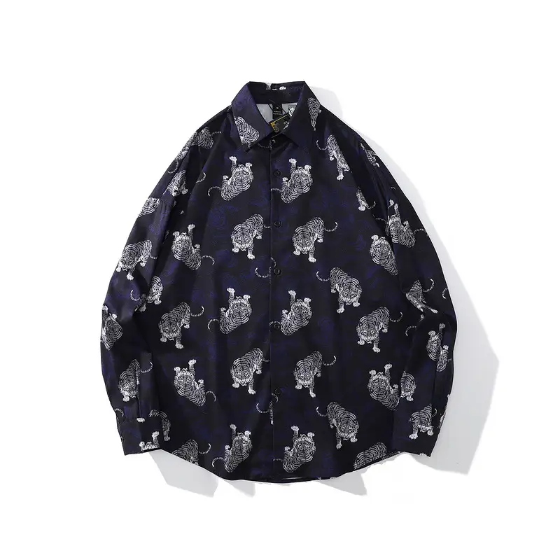 Vintage Street Cashew Flower Long Sleeve Loose Couple Shirt