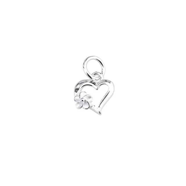 S925 Sterling Silver Refreshing Flower Heart shaped Pendant Hand knitted Accessory Diy Accessories Material Silver - Shop at LoveMi