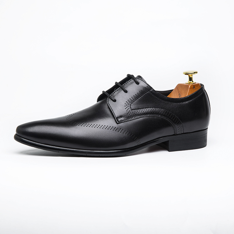 Formal Shoes Summer Pointed Brown Brooch Carved Male Wedding Shoes Lace-up Derby Shoes