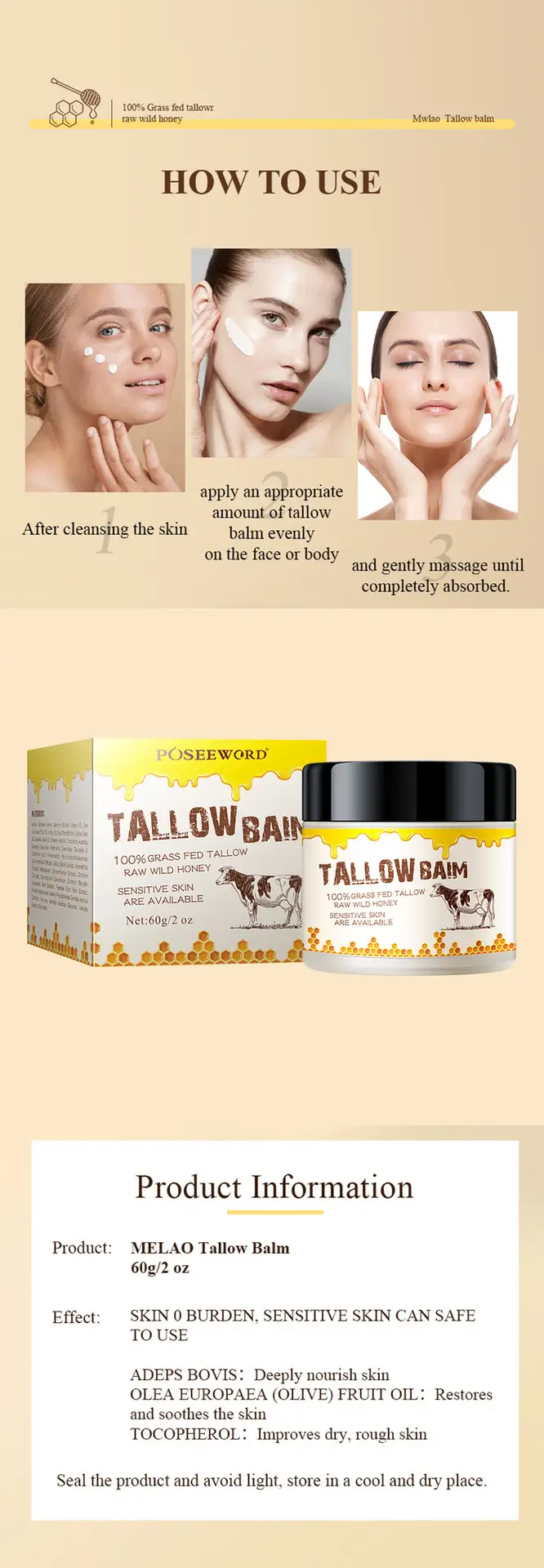 Poseeword Cow Fat Cream