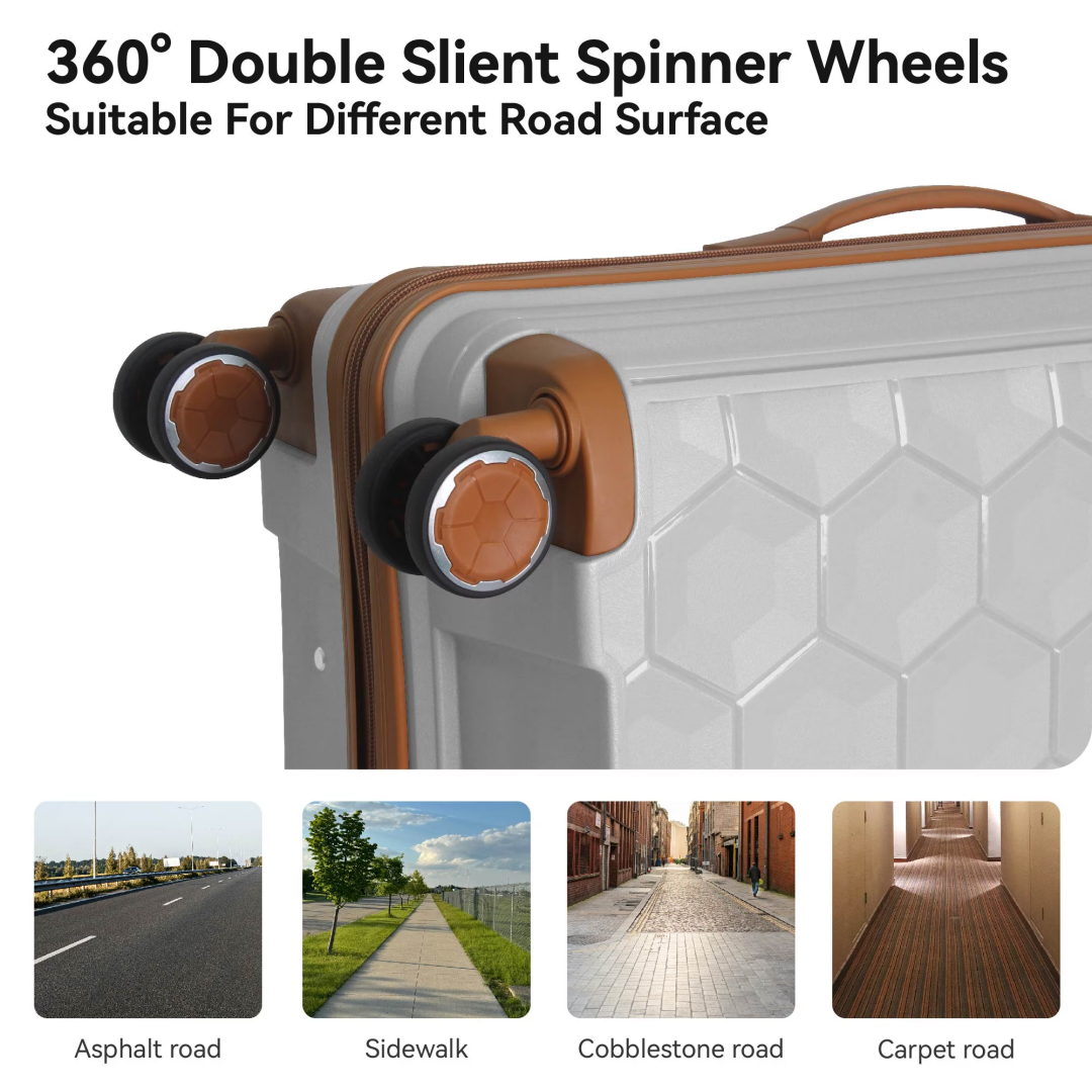 3-Piece Luggage Set Travel Lightweight Suitcases With Rolling Wheels, TSA Lock & Moulded Corner, Carry On Luggages For Business, Trip, 20-24-28, White - Image 13