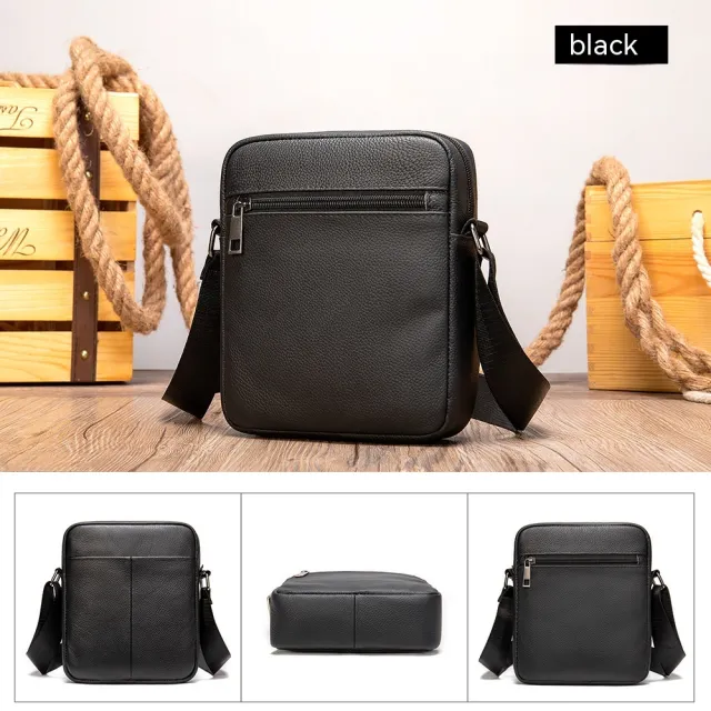 Business Men's Leather Small Shoulder Bag Black - Shop at LoveMi