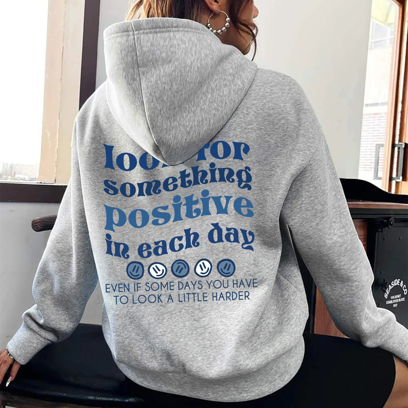 Women's Fashionable Drawstring Printed Hoodie