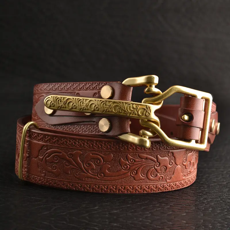 Men's Leisure Leather Belt with Woven Pattern