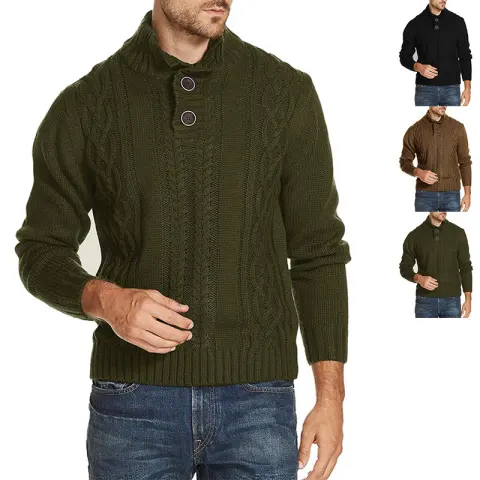 Sweater Men's Fashion Solid Color Long-sleeved