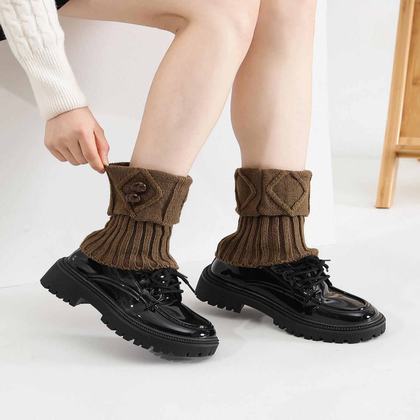 Women Winter Warm Crochet Knit Short Leg Warmer Short Boot Cuffs Socks Ladies Middle Tube Leg Warmer Socks