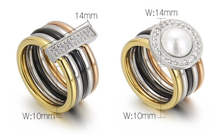 Title 1, Creatieve multi-ring meerkleurige diamanten rin...