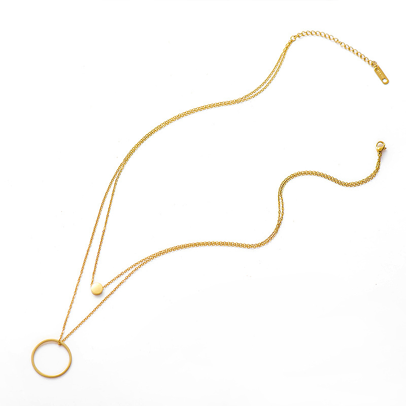 Women's Temperament Versatile Circle Stainless Steel Double Layer Necklace