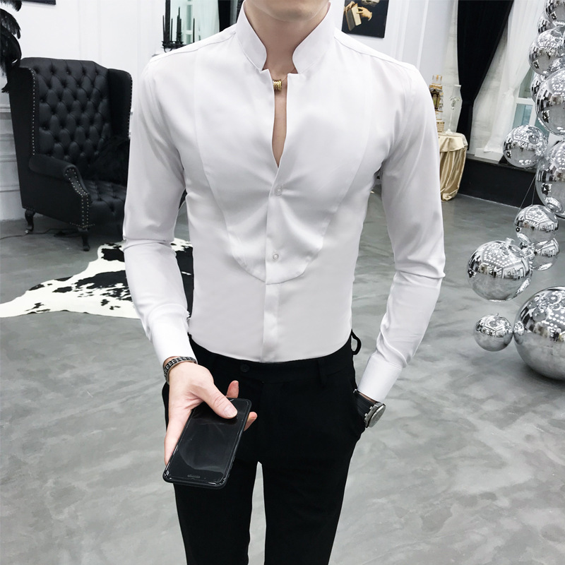 Slim Hairdresser Long-sleeved Shirt Youth Casual British Shirt
