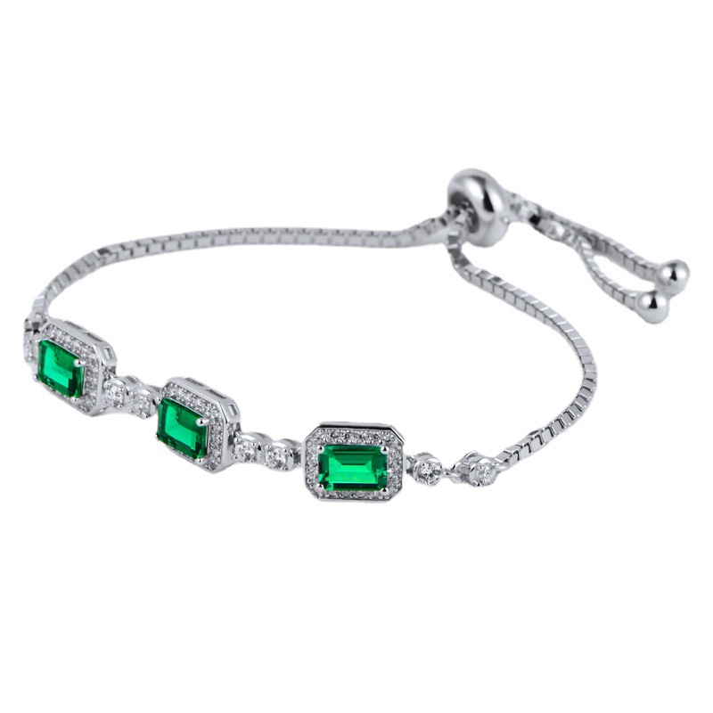 S925 Silver Emerald Personality Fashion Ladies Bracelet