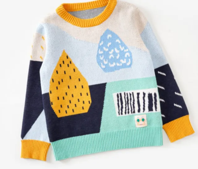 Girls' Sweaters, Cotton Color blocking, Boys' Western Style Baby Pullovers Yellow - Shop at LoveMi