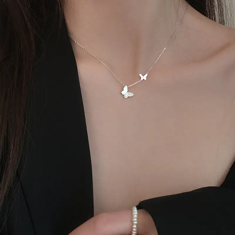 Butterfly Necklace Female Ins Simple Clavicle Chain Student Sen Department Small Net Red Temperament Jewelry