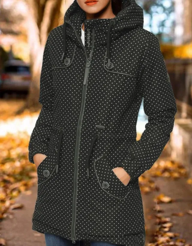 Polka Dot Print Hoodie Coat Top Green - Shop at LoveMi