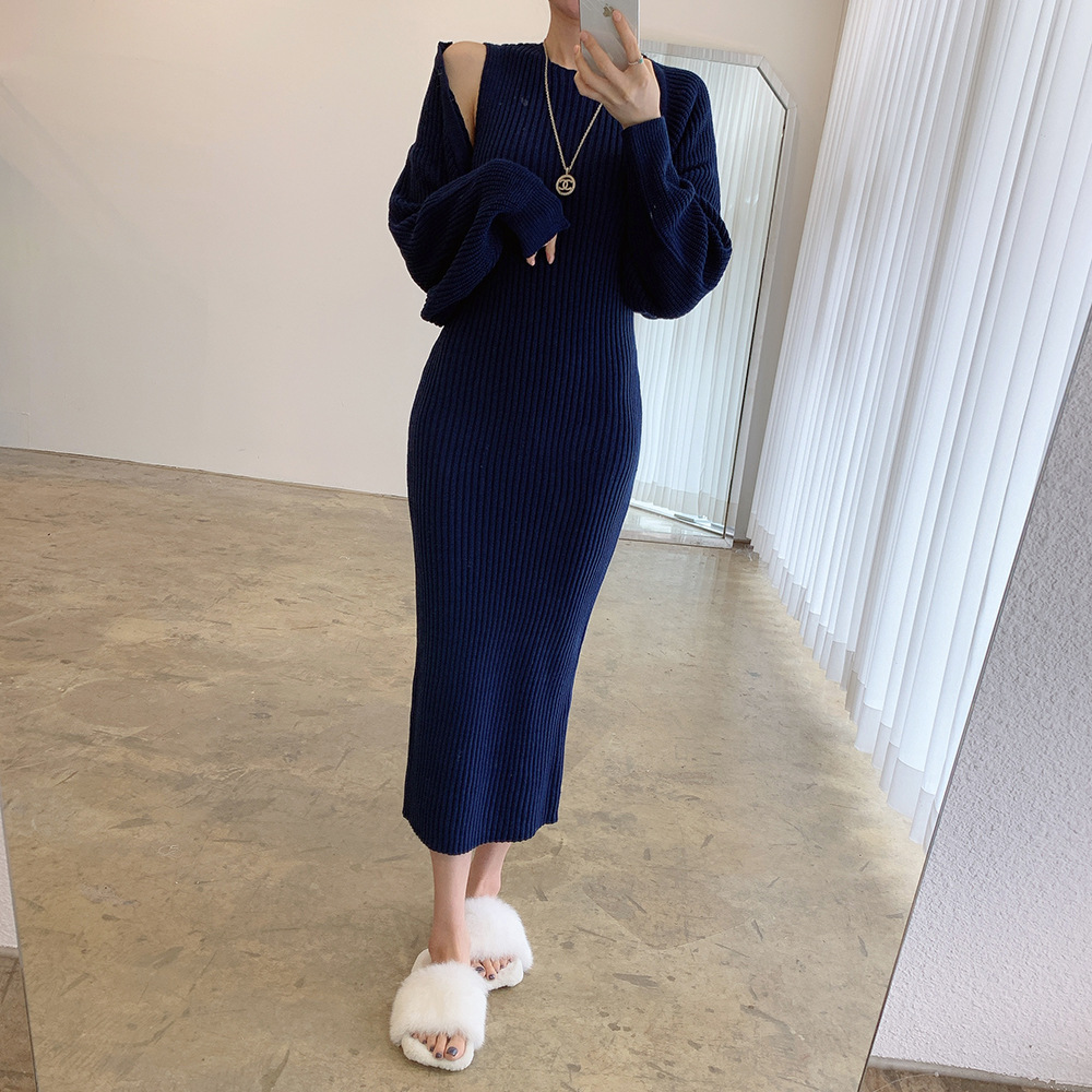 Autumn And Winter Temperament Round Neck Vest Knitted Dress
