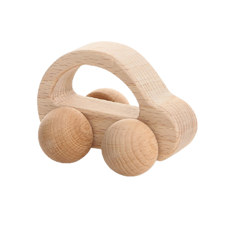 Natural Wooden Baby Rattle and Car Toy Set for Intellectual Development - MAMTASTIC