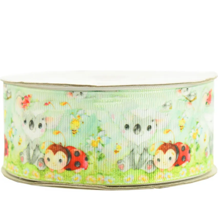 Cartoon Printed Ribbon Pet Shoes Clothing Hair Ornaments Accessories Ribbon Small Animal Ribbed Band Ribbon - Burgundy