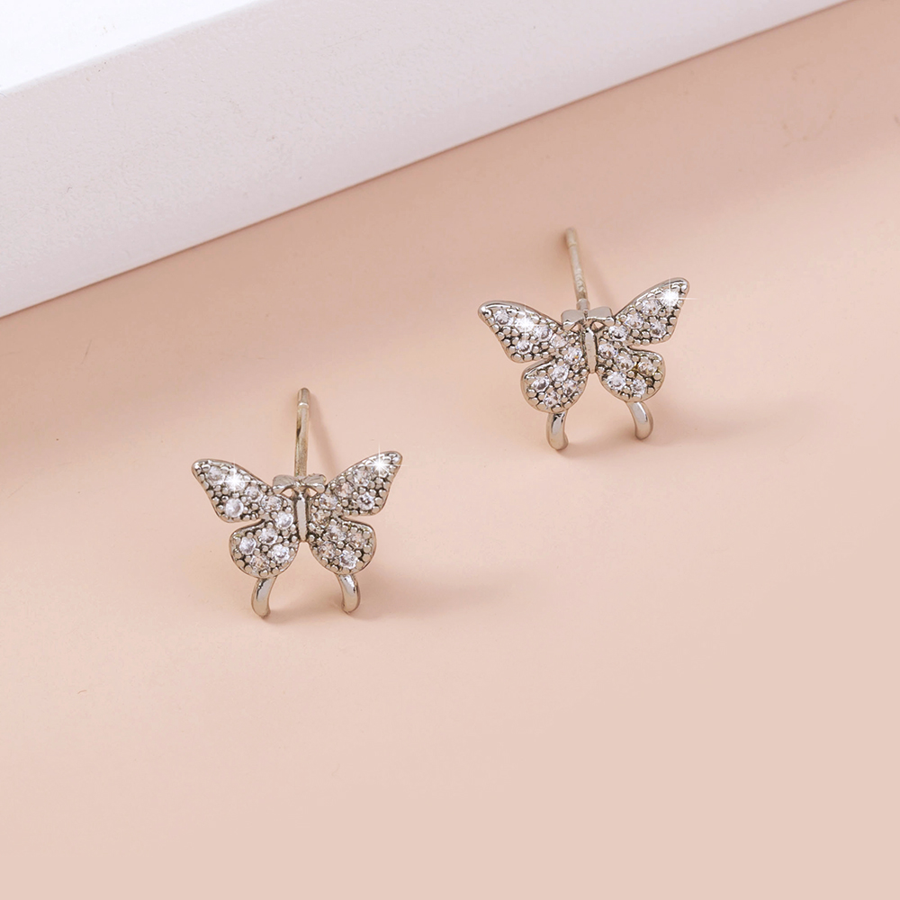 Micro-zircon butterfly earrings accessories accessories female