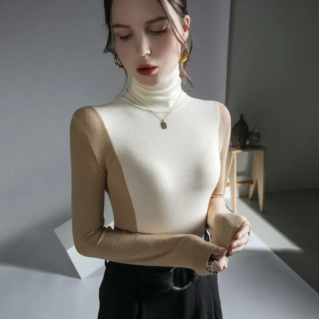 Foreign style Top up Turtleneck Bottoming Shirt Khaki - Shop at LoveMi